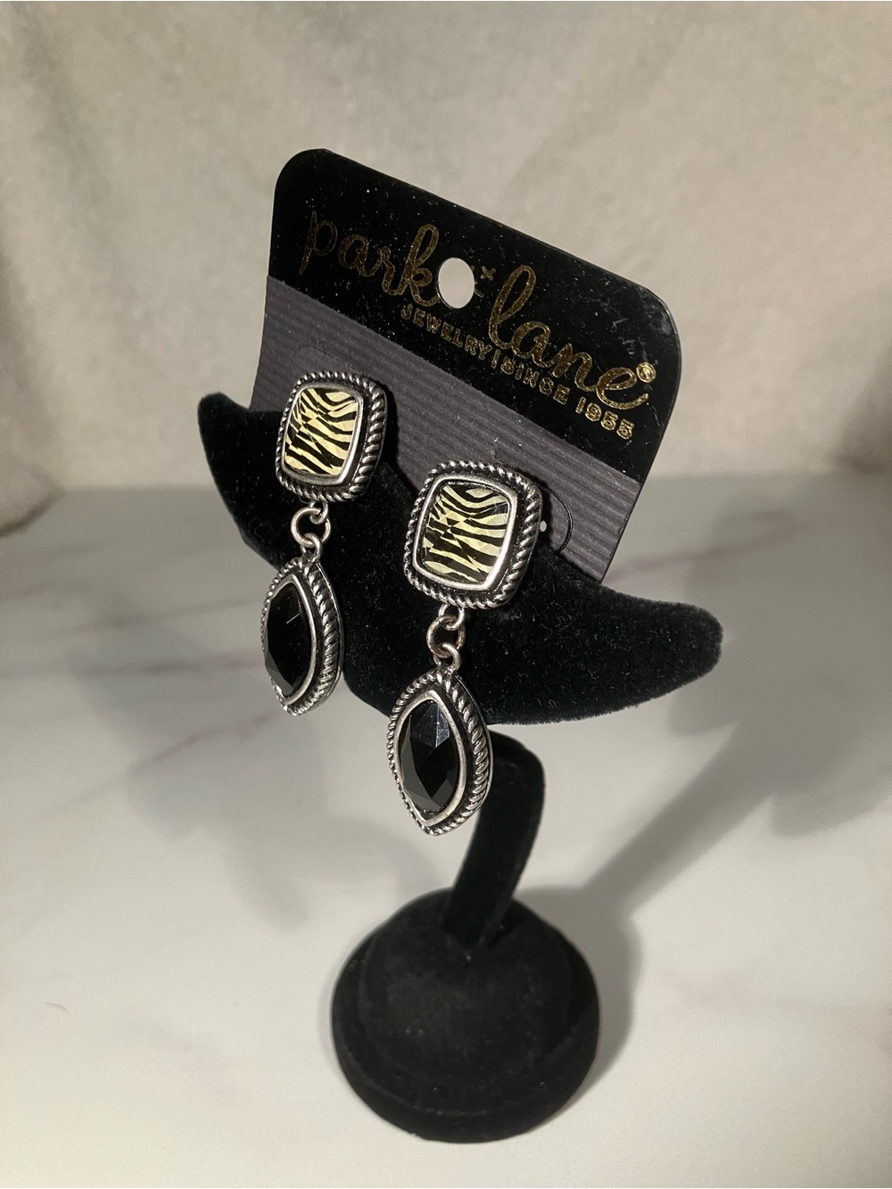 Park Lane Black & Zebra Accent Drop Earrings